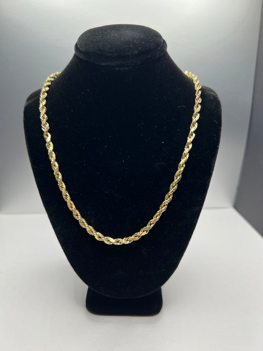 Rope Chain Necklace 14K Yellow Gold - Hollow